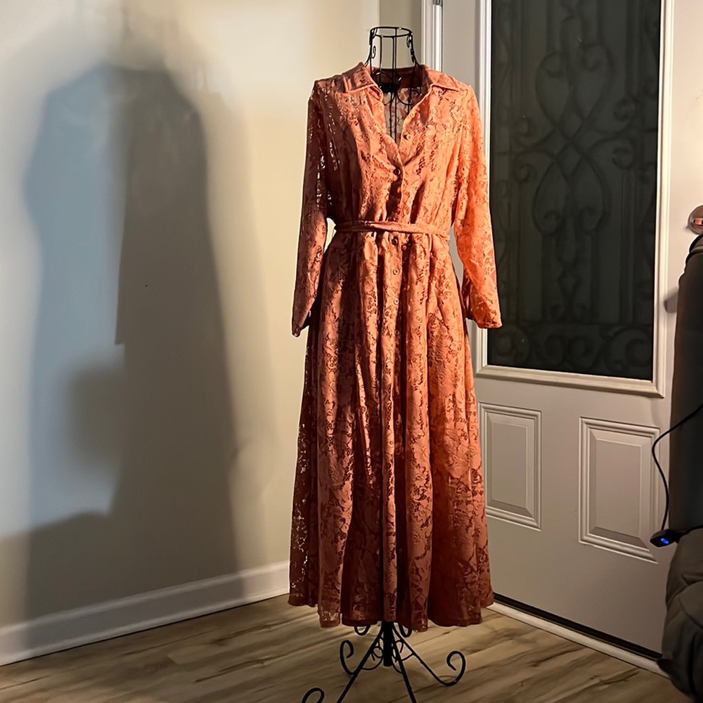 Torrid Peach Full Lace Dress with lining